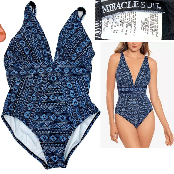 Miraclesuit Other - Miraclesuit - Paillette Odyssey One Piece Swimsuit Blue Beach Resort Sz 12